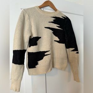 Ecote Abstract Print Black and Cream Sweater - small